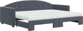 vidaXL Pat de zi cu extensie și saltele gri închis 80x200 cm catifea