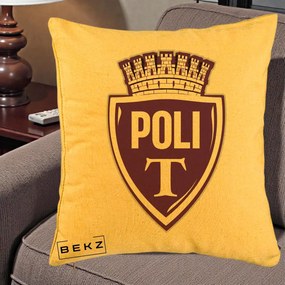 Perna Personalizata Poli Timisoara Fotbal, 40x40 cm, Galben, Husa Detasabila, Perna Inclusa, BEKZ®