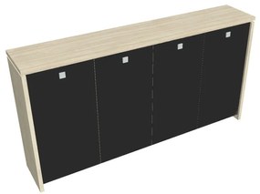 Dulap mediu pentru haine Verno 248 x 46 x 130 cm, uși de sticlă, salcâm / negru