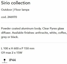 Stalp de iluminat exterior IP44 SIRIO PT2 H60 GRIGIO