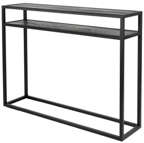 Masă consolă neagră cu blat din lemn de stejar 30x120 cm Daniël – Spinder Design