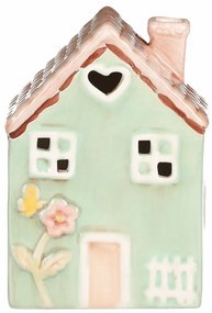 Căsuță din ceramică cu LED, 10 x 7 x 14 cm,primăvară, verde închis