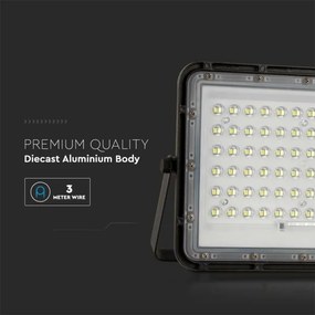 Proiector LED solar de exterior LED/15W/3,2V IP65 6400K alb + telecomandă