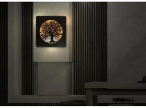 Li-Go 5275/DUB2 - Decorațiune LED de perete, 10 W, 5 V, 20000 mAh, 42 x 42 cm, stejar + telecomandă