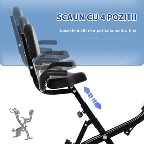 HOMCOM Bicicletă Pliabilă 2 în 1 cu Rezistență Magnetică Reglabilă pe 8 Nivele, 105x48x118 cm, Negru | Aosom Romania
