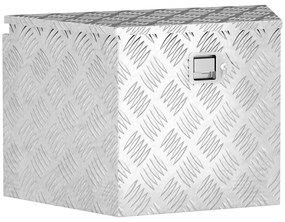 HOMCOM Cutie de scule pentru remorcă cutie de depozitare din aluminiu cu încuietoare formă trapezoidală 73,7 x 41 x 46 cm argintiu | Aosom Romania