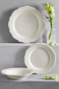 Set 3 Farfurii Evenimente Vintage White, Alb Lapte Lucios