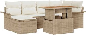 vidaXL Set de canapele pentru grădină 7 pcs Bej Rattan poli