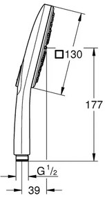 Para de dus Grohe Rainshower SmartActive 130 Cube 3 functii antracit lucios Hard Graphite