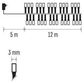 Ghirlandă LED de exterior, 600 LED/17 m, IP44, alb cald