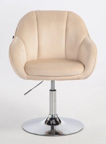 HR2055N Scaun Crem din Catifea cu Bază Cromata