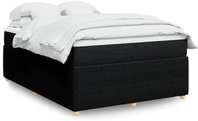 vidaXL Pat box spring cu saltea, negru, 160x200 cm, textil
