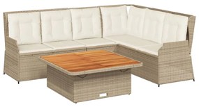 3262618 vidaXL Set mobilier de grădină cu perne, 5 piese, bej, poliratan