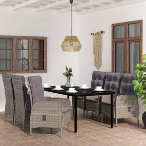 vidaXL Set de servit masa pentru grădină, 7 piese, gri și negru