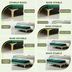 HOMCOM Bancă Hol, cu Husă Capitonată din Catifea cu Picioare Metalice pentru intrare, dormitor sau sufragerie, 118x45x42 cm, Verde | Aosom Romania