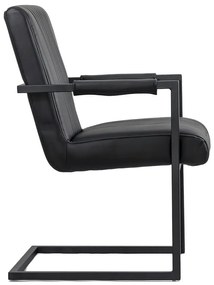 Scaun vizitator negru OFF 834 din piele ecologică cu mânere metalice și cadru vopsit