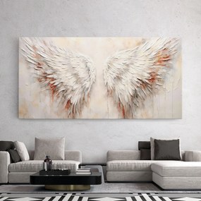 Tablou Canvas, 40x80cm, Dormitor si Living, Moderne, Textura de pictura, White Bloody Wings
