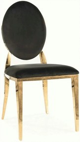 Scaun KING, negru/auriu, stofa catifelata/metal, 47x43x95 cm