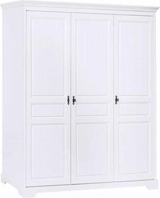 Dulap lemn masiv alb Amelia 3 Uși, 173 × 60 × 198 cm