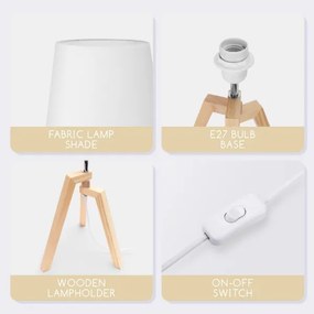 Aigostar - Lampă de masă din lemn de pin, 1xE27/60W/230V