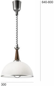 Lustr retractabil CHIARA 1xE27/60W/230V argintiu/stejar