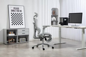 METACHAIR DORO VENT Scaun ergonomic, sezut cu ventilatie, suport lombar dinamic, spătar reglabil înălțime, cotiere 6D, tetieră 2D, suport picioare, mecanism multifunctional inclinare/blocare, pivotant, Mesh, Gri