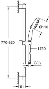 Grohe Tempesta 110 Set dus cu bara 90 cm, 3 jeturi