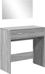 vidaXL Masă de toaletă cu oglindă, gri sonoma, 80x39x80 cm