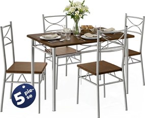Set de mese de dining PAUL, 5 bucăți, stejar închis Casaria