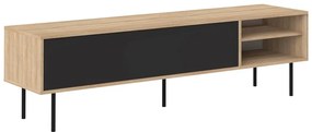 Comodă TV negru-natural cu aspect de lemn de stejar 165x40 cm Ampère – TemaHome