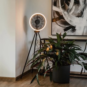 Ventilator de podea cu trepied negru inclusiv LED cu dimmer în 3 trepte - Meric