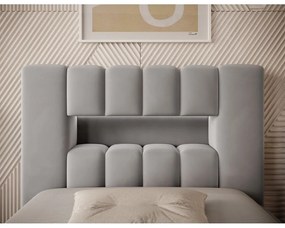 Pat gri tapițat cu spațiu de depozitare cu somieră 90x200 cm Lamica – ELTAP