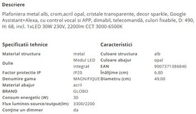 Plafoniera LED dimabila cu telecomanda MAGNIFIQUE 30W