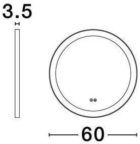 Oglinda cu iluminat LED IP44 3000K Ural, 60cm, NVL-9006036
