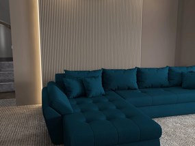 Colțar extensibil dumonde cu ladă de depozitare si sezut confortabil din spuma high-density, Loana XL Enjoy Petrol 335x185 cm