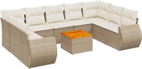 vidaXL Set canapele de grădină cu perne, 10 piese, bej, poliratan