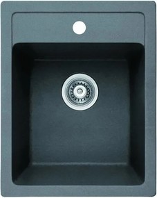 Chiuveta compozit Inter Ceramic finisaj granit gri 40x50 cm cu orificiu baterie