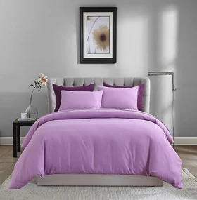 Lenjerie de pat matrimonial Premium Ranforce uni lila / 200x220 cm dimensiune standard