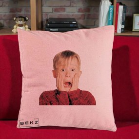 Perna Decorativa Kevin Singur Acasa, 40x40 cm, Roz, Husa Detasabila, Perna Inclusa, BEKZ®