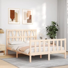 3192466 vidaXL Cadru de pat cu tăblie, dublu, lemn masiv