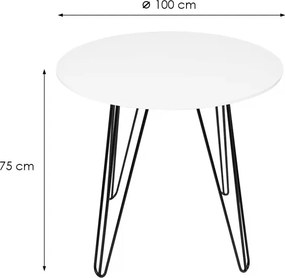 OFERTA Masa rotunda de dining HARRY 100x100, alb II. calitate