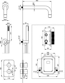 Box Set de duș cu montare îngropată, cu BOX cu termostat BXYZAEBT