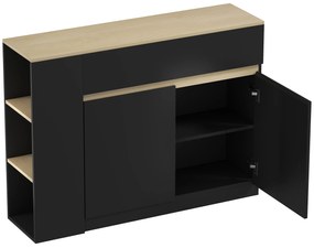 HOMCOM Buffet meuble de rangement avec 2 tiroirs 3 étagères ouvertes et placard 2 portes 110 x 29,5 x 82 cm noir | Aosom Romania