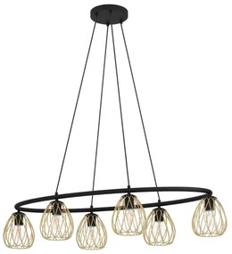 Lustră pe cablu Eglo 390092 JAZMINIA 6xE27/40W/230V negru/auriu