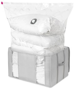 Cutie de depozitare pentru haine din material textil cu vacuum/cu pereți întăriți 56x42x33 cm Granit – Compactor