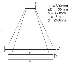 Lustră LED dimabilă pe cablu LED/120W/230V 3000-6500K + telecomandă