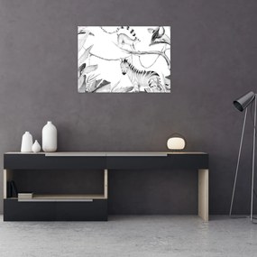 Tablou pe sticlă - Acuarelă Jungla (70x50 cm)
