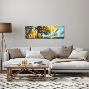 Tablou - Casă cu portocale I. (cu ceas) (90x30 cm)