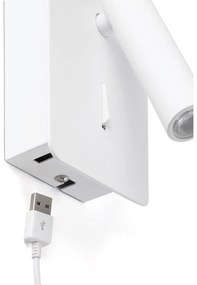 Aplica cu reader LED minimalista cu USB charger SUAU White