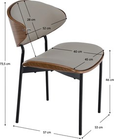 Scaun de sufragerie, bej/nuc/negru, MARSIA